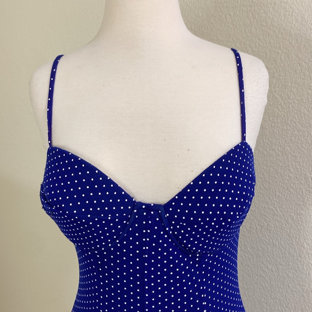 Rampage Vintage 90s Core Slip Dress In Blue Polka Dots - Picture 2 of 7